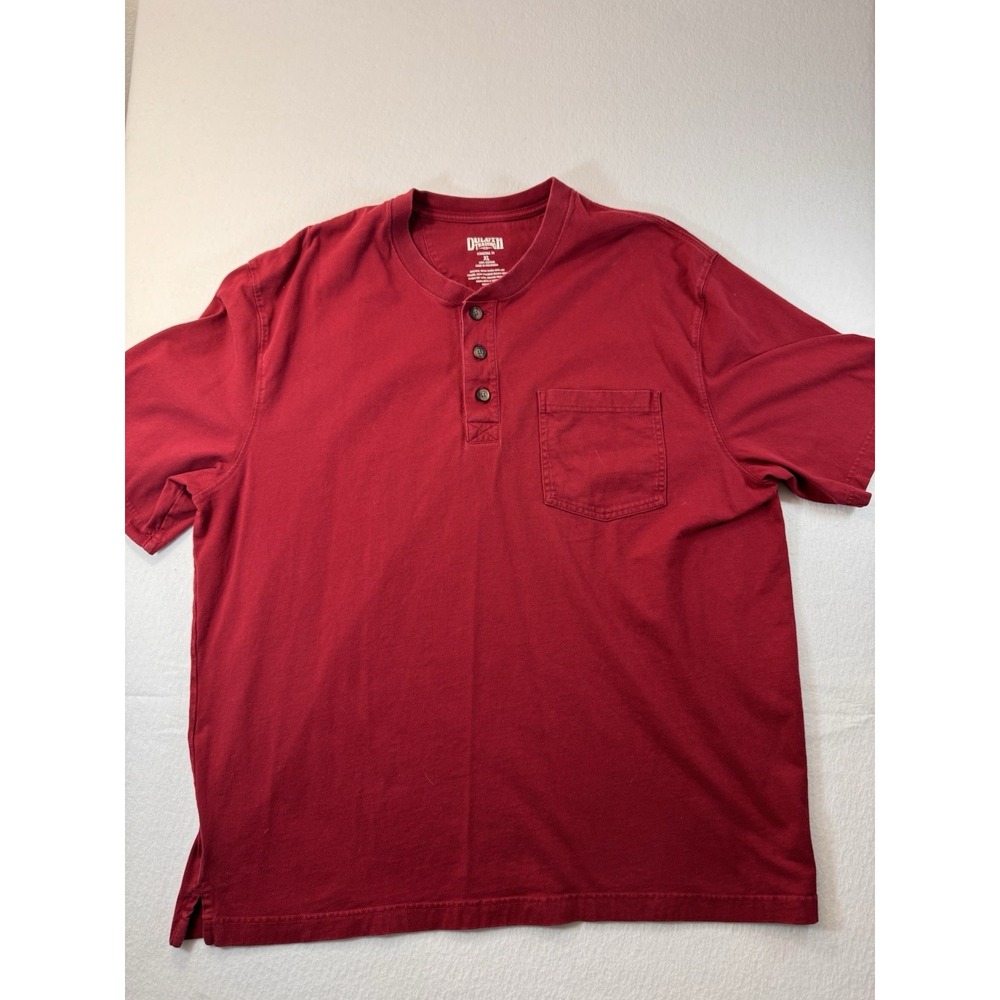 Duluth Trading Co. Longtail T Henley Mens XL Short Sleeve Red Casual Outdoor EUC
